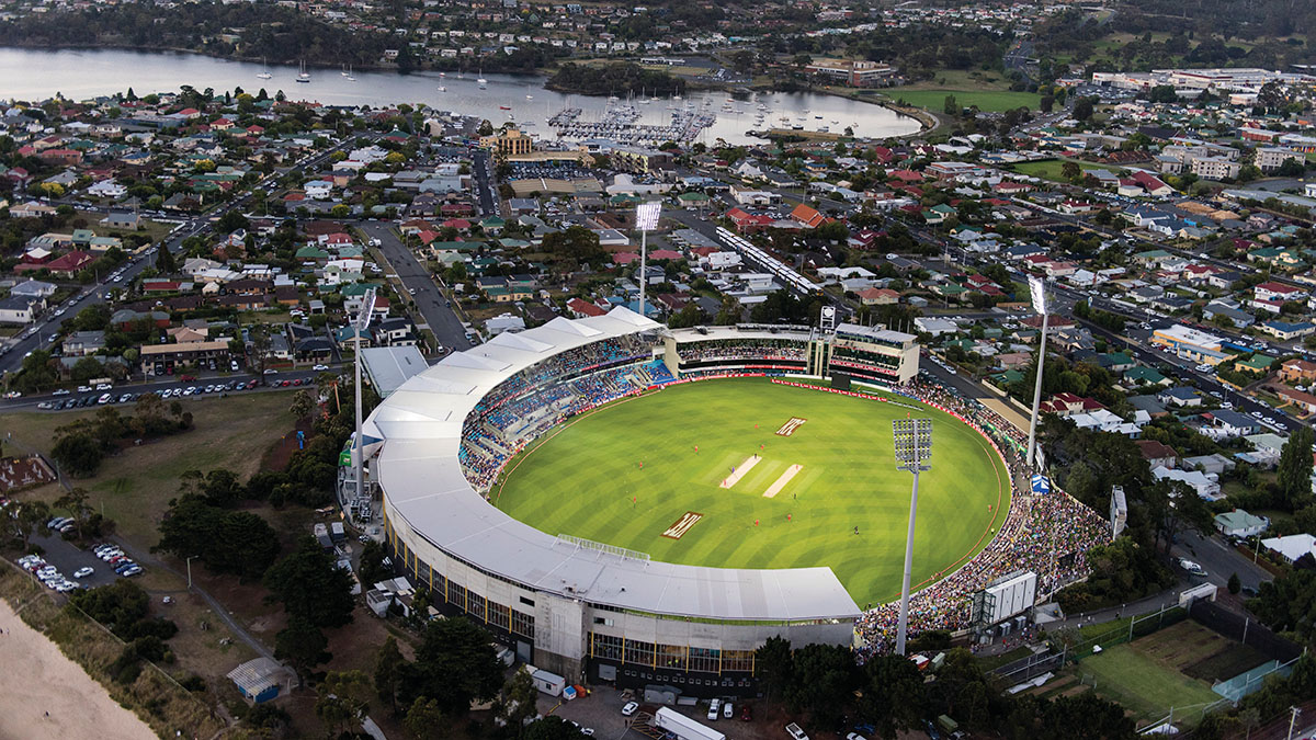 Aerial view of Blundstone Arena. Photo: Events Tasmania & Alastair Bett