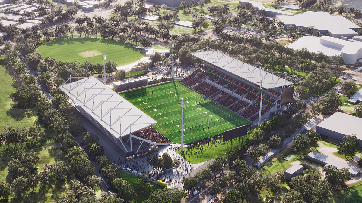 Artists impression of the upgraded Penrith Stadium
