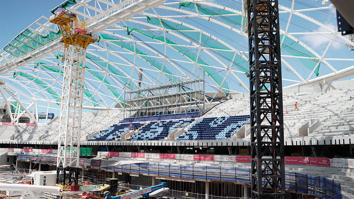 First seats installed at the new Sydney Football Stadium