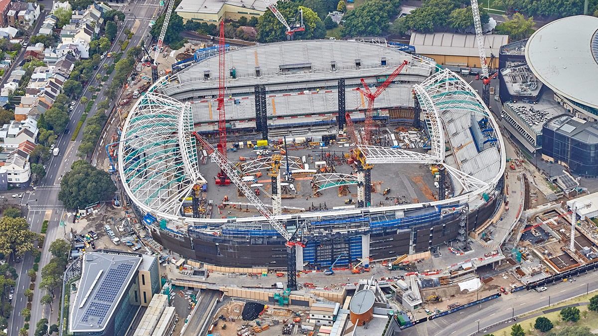 Construction of the new Sydney Football Stadium continues. Photo: skyviewaerial.com.au