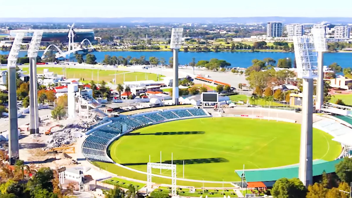 WACA Ground during the demolition of the Prindiville Stand