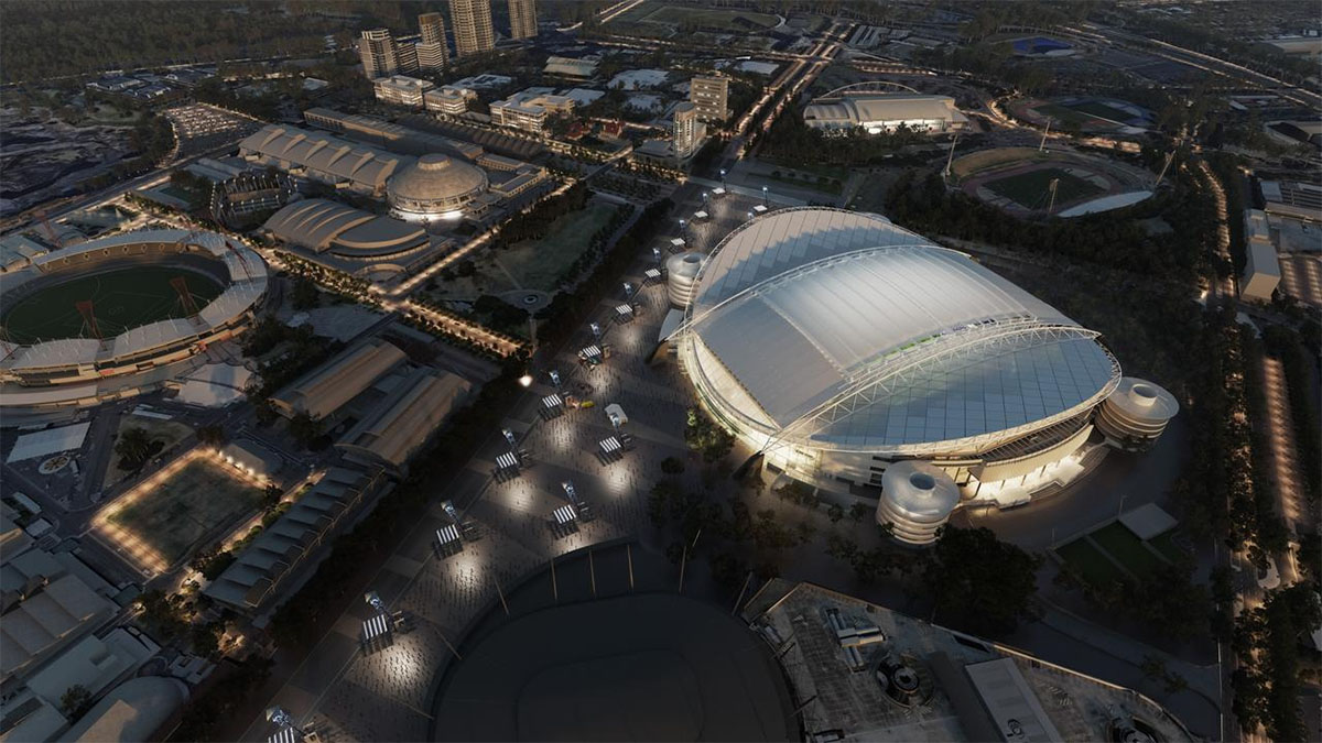 Artist impression showing a roof over Accor Stadium. Photo: VenuesNSW