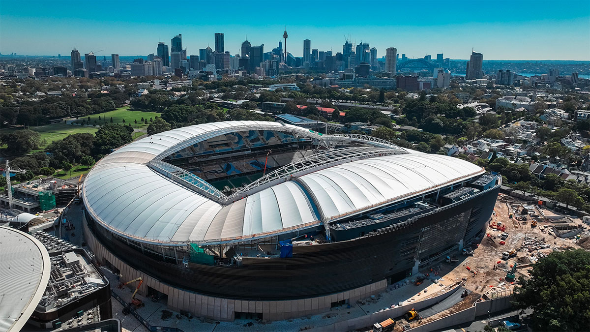 Aerial view of the new Allianz Stadium as it nears completion