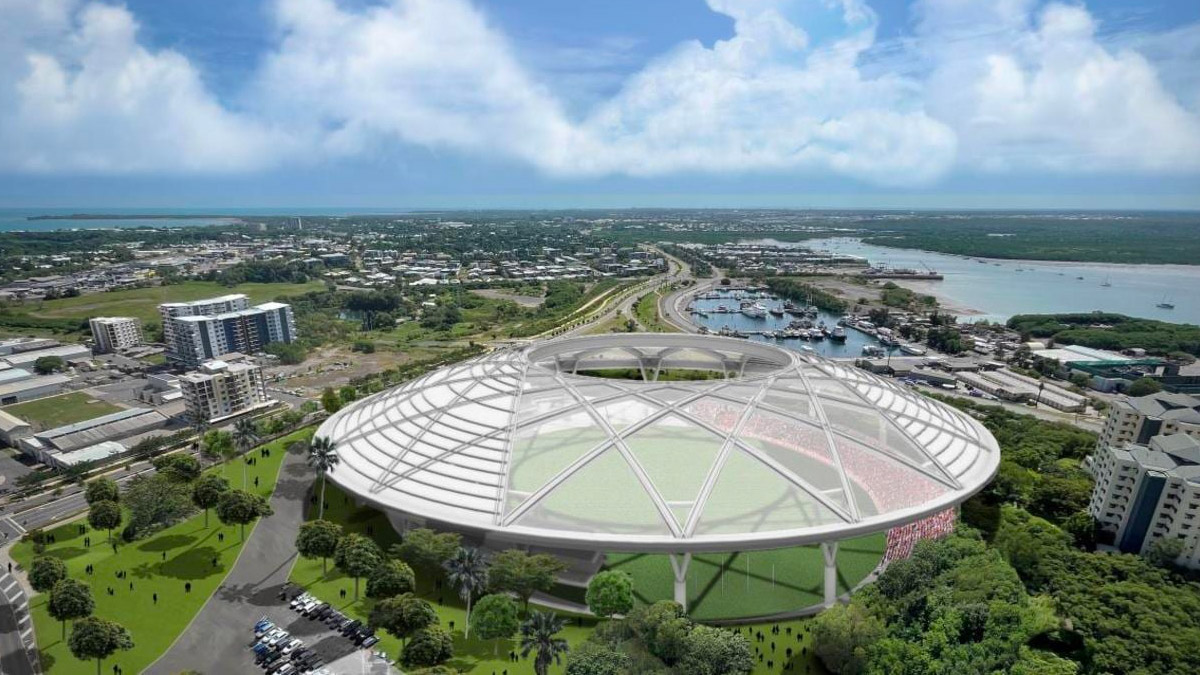 One of the two concept designs for the proposed Darwin Stadium