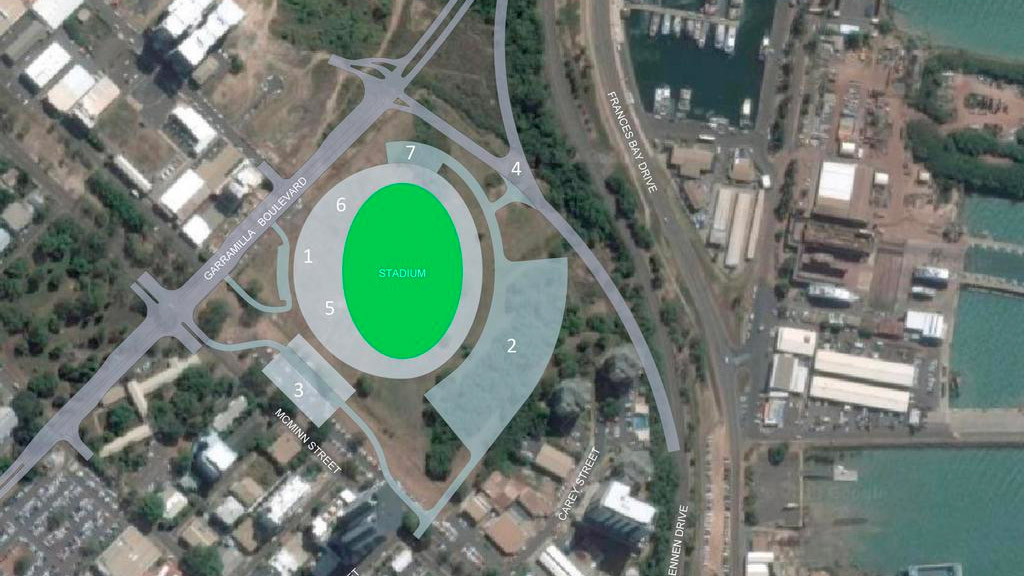 Location of the proposed Darwin Stadium