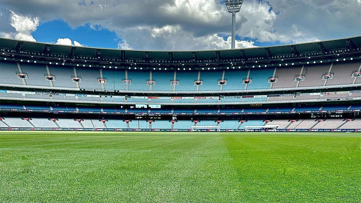 View of the MCG turf ahead of the 2023 AFL season. Photo: MCG