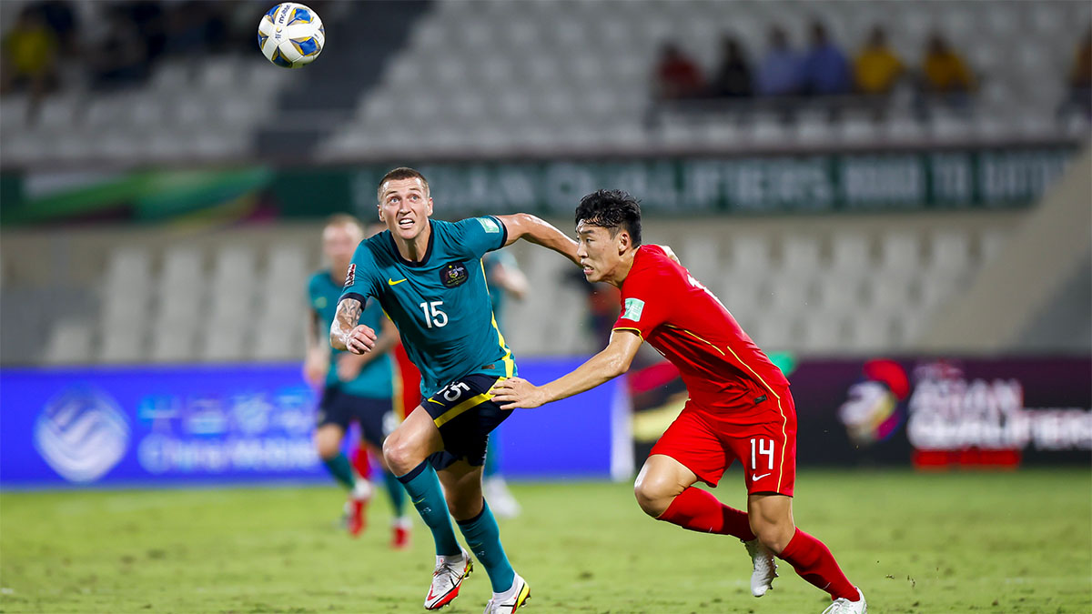 Socceroos in action against China in Sharjah