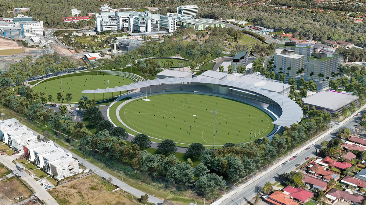 Southport Sharks master plan showing a boutique stadium at Fankhauser Reserve