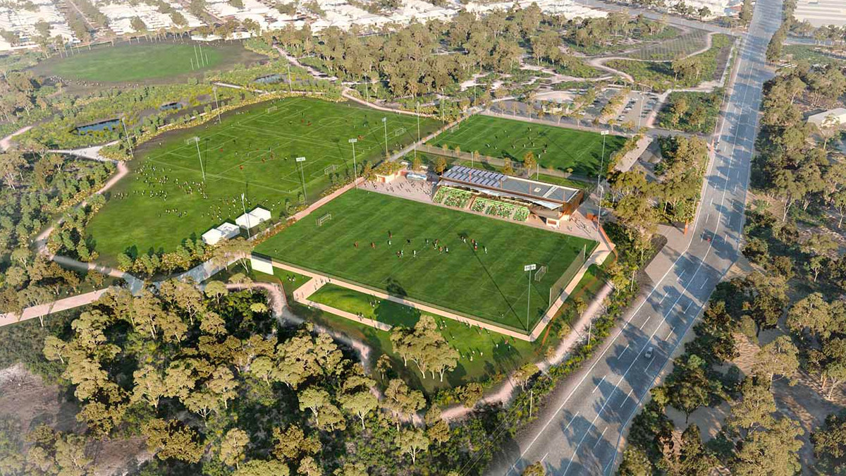 Aerial view of the proposed WA State Football Centre