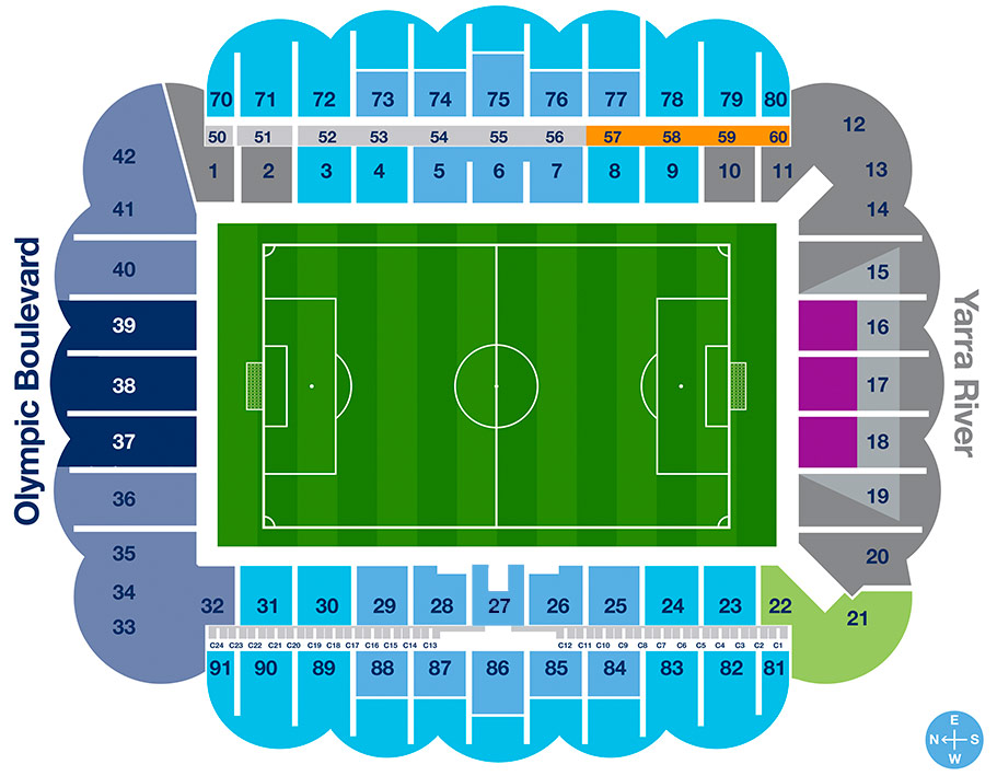 Aami Park Seating Map Melbourne