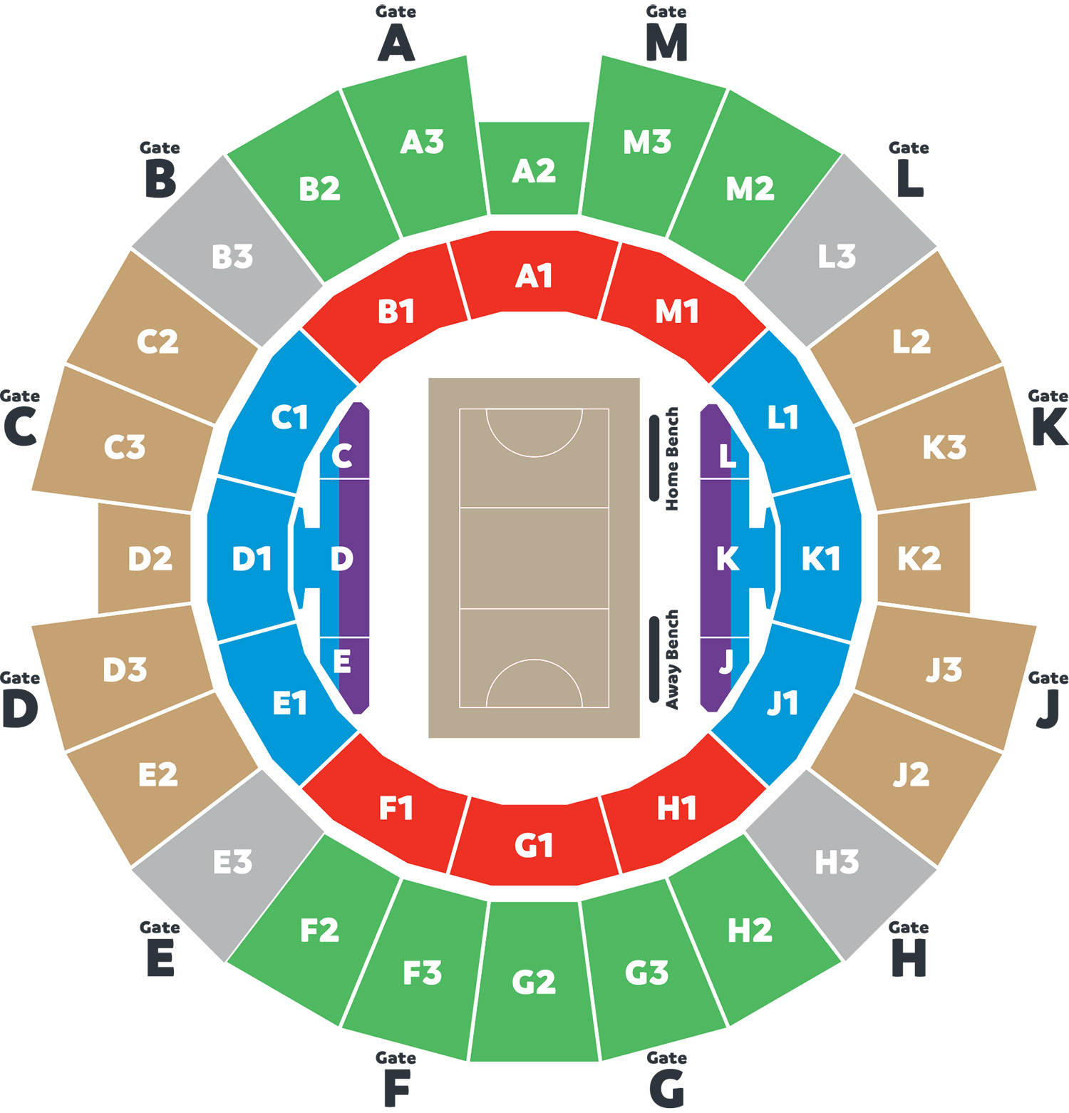 John Cain Arena Seating Map Netball